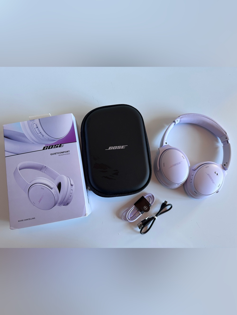 Bose QuietComfort Wireless Headphones in Chilled Lilac with Black Case